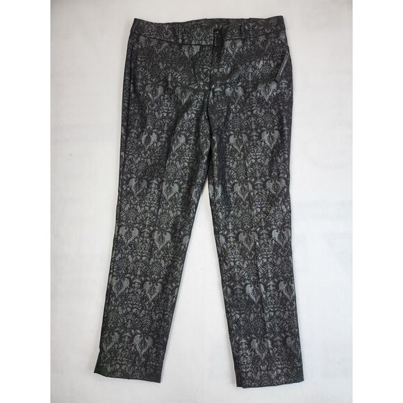 NWT Worthington Black Lace look Metallic thread Slim Fit Ankle Pants Sz 10 #477 - Picture 1 of 12